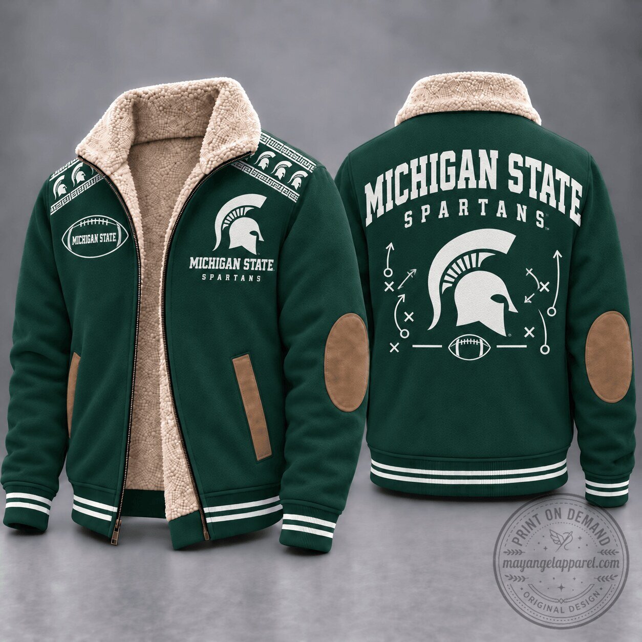 Michigan State Spartans Football Team Sherpa Lined Winter Jacket