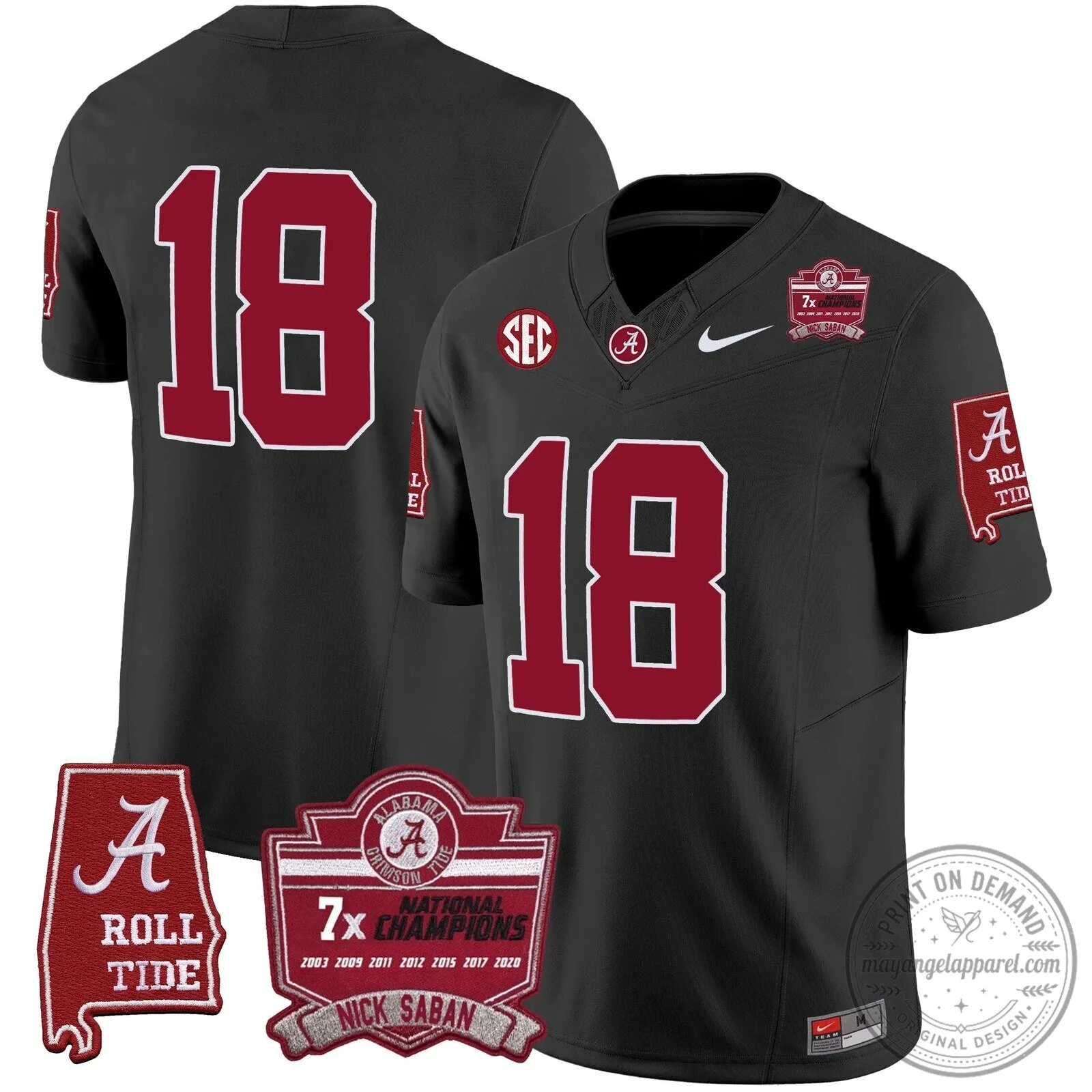 Nick Saban Alabama Crimson Tide Football Jersey with Seven Time National Champions Patch 78 Nick Saban Alabama Crimson Tide Football Jersey with Seven Time National Champions Patch